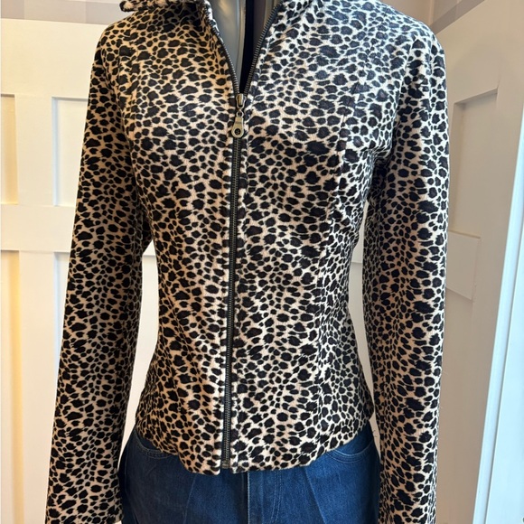 Leopard Vintage Print Zip-Up Jacket Size Large - Picture 3 of 7